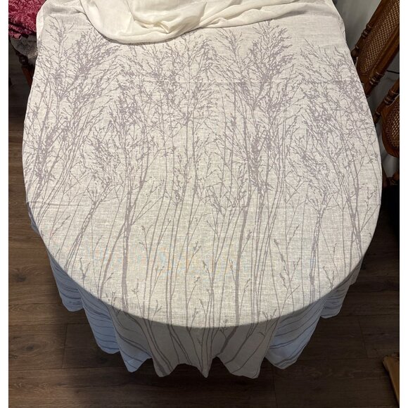 Gray & White Neutral Botanical Print Curtains, 4 full length panels - Picture 1 of 5